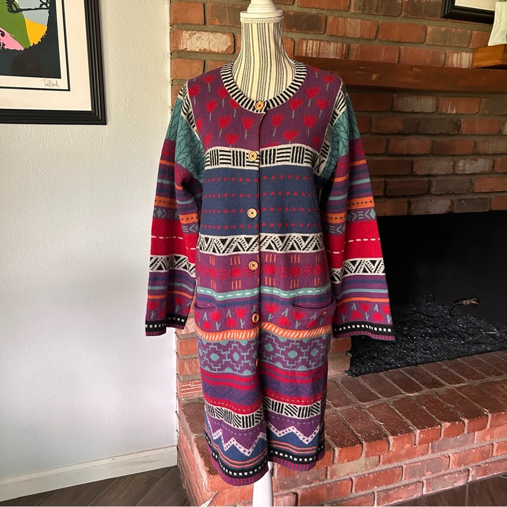 Gudrun Sjoden Floral Print Cardigan Sz M - Picture 2 of 9